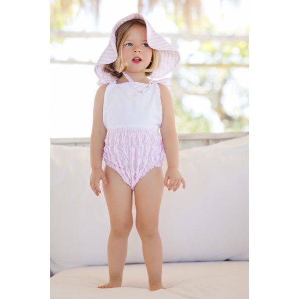 Stripes Pink Frilled Swimsuit
