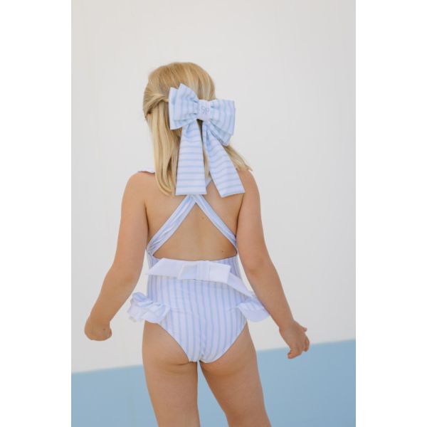 Stripes Blue Collared Swimsuit